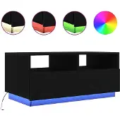 vidaXL Couchtisch mit LED-Leuchten Schwarz Eichen-Optik 90x49x40 cm