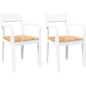 vidaXL Esszimmerstühle 2 Stk. Weiß Massivholz Gummibaum