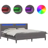 vidaXL Bettgestell mit Matratze Grau 180 x 200 cm Kunstleder