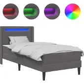 vidaXL Bettgestell mit Matratze Grau 100 x 200 cm Kunstleder
