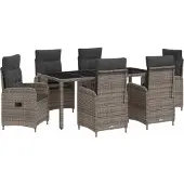 vidaXL Outdoortisch-Set 7 pcs Hellgrau und Dunkelgrau 190 x 90 x 75 cm
