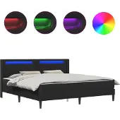 vidaXL Bettgestell mit Matratze Schwarz 180 x 200 cm Kunstleder