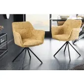 Riess Stuhl VERONA senfgelb schwarz Strukturstoff Metallbeine mit Armlehne drehbar