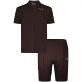 SikSilk Herren - Polohemd Und Shorts Set - Braun