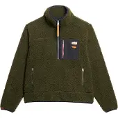 Superdry für Damen. W2012343A Vintage Retro halber Reißverschluss Fleece grün (XL), Lässig, Polyester