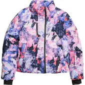Superdry für Damen. WS110169A Fliederfarbene, gesteppte Skijacke mit quadratischem Schnitt (L), Sportlich, Schnee, Nachhaltig, Recyceltes Ny