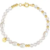 Glanzstücke Armband aus Sterling Silber mit Labradorit und Süßwasser-Zuchtperle in gelbgold | Gr.: 21 cm