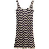 Superdry für Damen. W8011846A Navyfarbenes Minikleid aus Zickzack-Strick (M), Lässig, Viskose, Ärmellos / Hosenträger, Marine