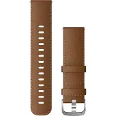 Garmin Schnellwechsel-armbänder, Italienisches Leder braun silber 22 mm
