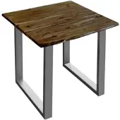 Sam Esstisch Baumkante massiv Akazie nussbaum 90 x 90 silber U-Gestell LUBIN