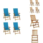 vidaXL Hochlehner Verstellbar 4 Stk. mit Auflagen Massivholz Akazie - Gartenstühle