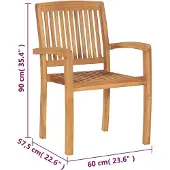 vidaXL Stapelbare Gartenstühle mit Kissen 4 Stk. Massivholz Teak