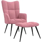 vidaXL Relaxsessel mit Hocker Rosa Samt