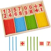 Kruzzel Mathematisches Rechenstäbchen Montessori Spielzeug Zählstäbchen aus Holz Kinder Mathe Spielzeug 22447