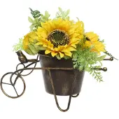 MARELIDA Sonnenblumen im Topf - Kunstblumen - Dekoblumen - H: 23cm - gelb