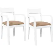 vidaXL Esszimmerstühle mit Kissen 2 Stk. Weiß Massivholz Gummibaum
