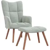 vidaXL Relaxsessel mit Hocker Hellgrau Samt