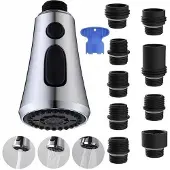 OEM Küchenarmatur-Ersatzsatz: Edelstahl-Sprinklerkop mit 3 Ausziehbaren Düsenmund und 9 Adaptern für Küchenarmaturen