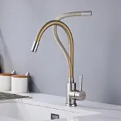 OEM flexibele 360°-draaibare gouden roestvrijstalen keukenkraan mit Wasserbesparer