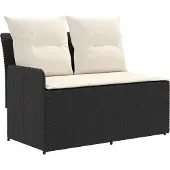 vidaXL Garten Armlehnen Sofa mit Klapptisch 2 Stück Schwarz und Creme