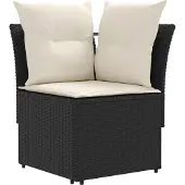 vidaXL 2 stk. Gartenarmsessel mit Ecksofa PE-Rattan Schwarz und Creme