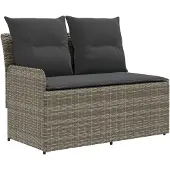 vidaXL Garten Armlehnen Sofa mit Klapptisch 2 Stück PE-Rattan