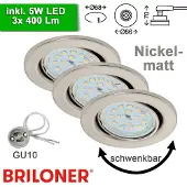 Briloner 3er Set Einbauspots nickel matt GU10 inkl. 5W LED schwenkbar