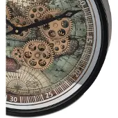 Formano Wanduhr Weltkarte Zahnräder 40x40 cm Metall sichtbar drehende Zahnräder