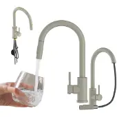 Granitan | LOSETO - Küchenarmatur - Ausziehbarer Auslauf - 2 Strahlarten - Beige - Edelstahl - Keramikkopf