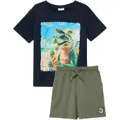 s.Oliver 2-tlg. Set T-Shirt und Bermuda Dino, blau | mehrfarbig, 116