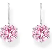 Thomas Sabo Ohrhänger mit grossem, pinkfarbenem Zirkonia Silber