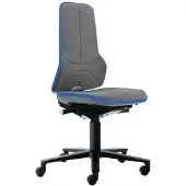 BIMOS Arbeitsdrehstuhl Neon Rollen Supertec-Gewebe grau blau 450-620 mm