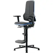 BIMOS Arbeitsdrehstuhl Neon Bodengleiter + Aufstiegshilfe ohne Polsterelement blau Permanentkontakt Per...
