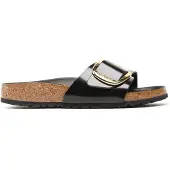 Birkenstock für Damen. 1022650 Leder-Sandalen Madrid Big Buckle (Schmale Passform) schwarz (37), Wohnung, Keine, Lässig