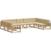 vidaXL Outdoor-Sofagarnitur 9 stk. Weiß und Beige