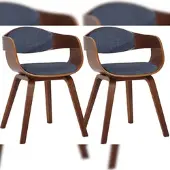 Proregal 2er-Set Besucherstuhl BANGKOK Stoff HxBxT 73x49x46cm Stoff Walnuss/Blau Konferenzstuhl