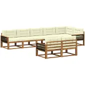 vidaXL Outdoor-Sofagarnitur 8 stk. Natur und Creme
