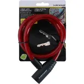 Dunlop Fahrradschloss mit Spiralschlüssel 65 cm - Schloss mit 2 Schlüsseln Rot