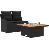 vidaXL Garten Armlehnen Sofa mit Klapptisch 2 Stück Schwarz PE-Rattan