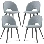 En.casa Esszimmerstuhl ’Karijoki’ 4er Set Polsterstühle Webstoff Metallbeine 77 x 50 x 55 cm Grau