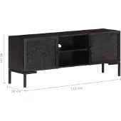 vidaXL TV-Schrank Schwarz 115x30x46 cm Massivholz Mango