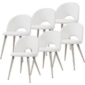 En.casa Esszimmerstuhl ’Karijoki’ 6er Set Polsterstühle Webstoff Metallbeine 77 x 50 x 55 cm Beige