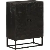 vidaXL Sideboard Schwarz 55x30x76 cm Massivholz Mango und Eisen