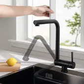 OEM Flexibele, 360° drehbar, 180° faltsicher, schwarzer Küchenhahn aus Edelstahl