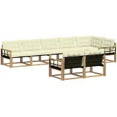 vidaXL Outdoor-Sofagarnitur 8 stk. Weiß und Creme