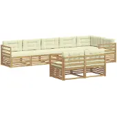 vidaXL Outdoor-Sofagarnitur 8 stk. Weiß und Creme Polyester