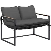 vidaXL Gartensofa-set Schwarz und Anthrazit Stahl