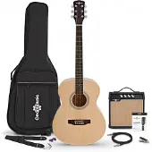 Gear4Music Student Elektroakustikgitarre Natur mit 15-Watt-Verstärker und Zubehörset