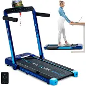 Thunder RACE-BLUE Laufband 14 km/h klappbar Walking Pad 2 PS bis 130 kg LED Bluetooth App Heimtrainer