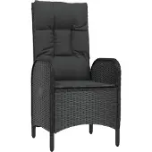 vidaXL 5-tlg. Garten-Essgruppe mit Kissen Schwarz Poly Rattan